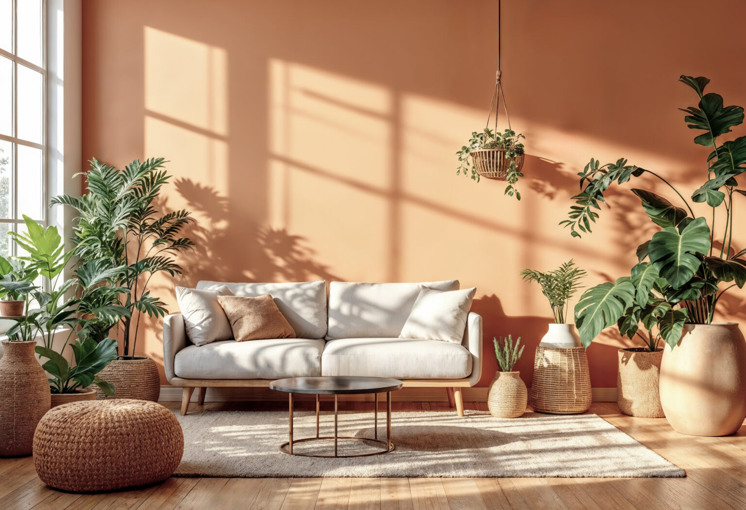 salon orange renovation interieur